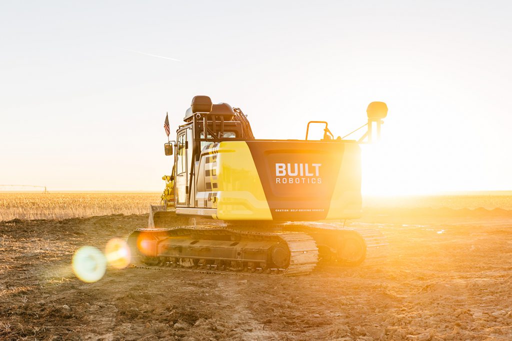 automated robotic construction machinery sunshine sky