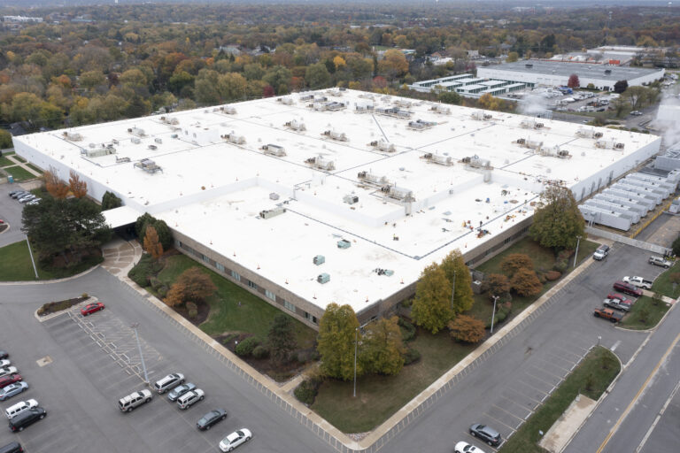 Preservation Services roofing project aerial view