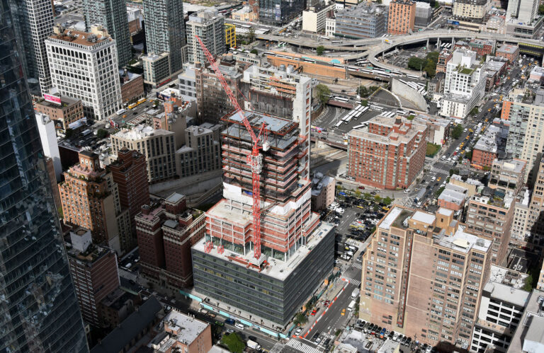 aerial view skyscraper buildings