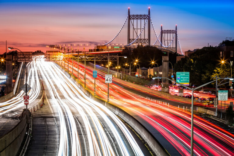 night traffic showing road and bridge infrastructure